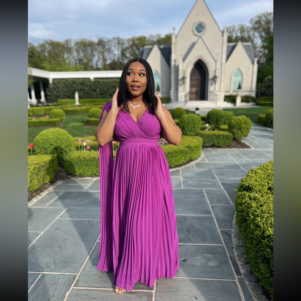 Stunning Purple Maxi Dress Ideal for Wedding Guests or Formal Events